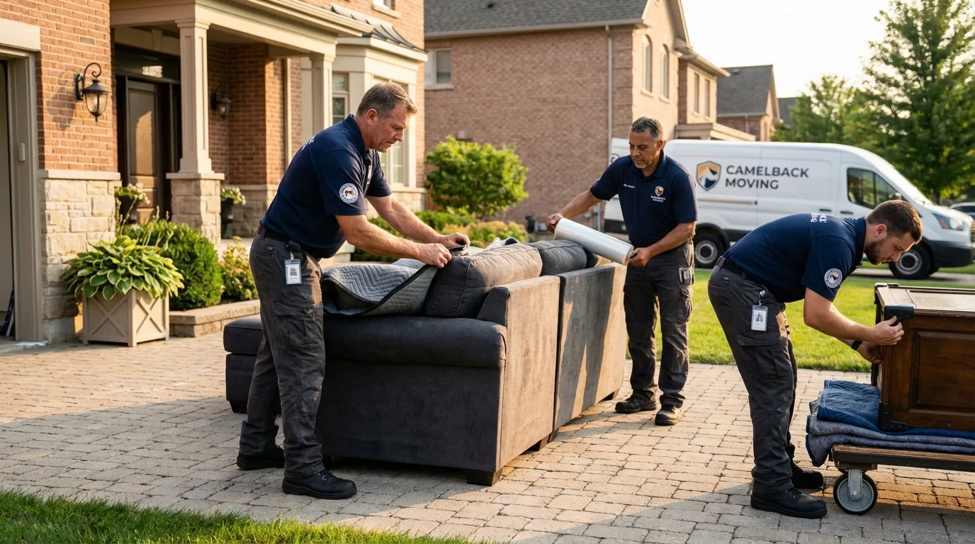 Large estate moving crew wrapping furniture in Lincolnville, ME